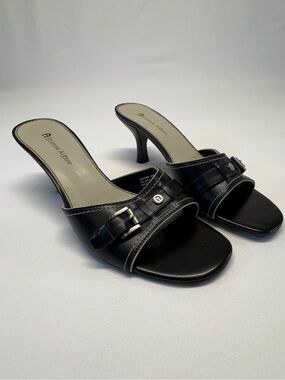 Vintage Etienne Aigner Black Leather Heeled Mules - NWOT - 7.5M